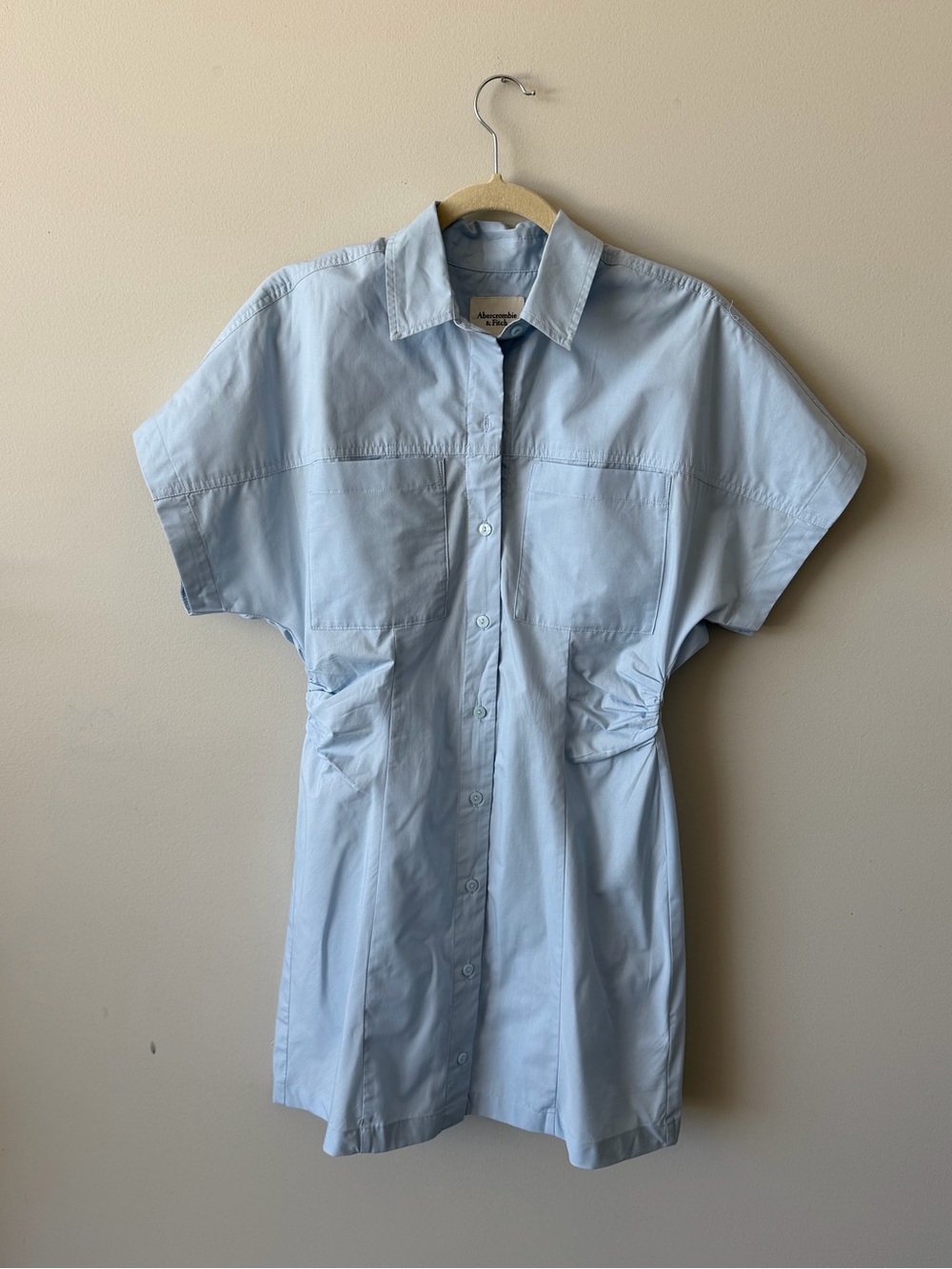 Abercrombie & Fitch Light Blue Utility Shirt Dress Mini Medium Blue